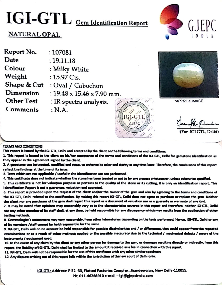 17.74 Ratti Natural fire Opal with Govt. Lab Certificate-(610)