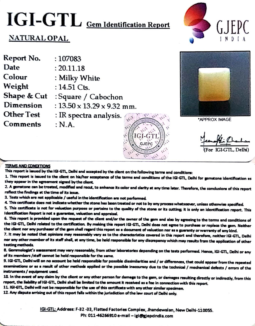 16.12 Ratti Natural fire Opal with Govt. Lab Certificate-(610)