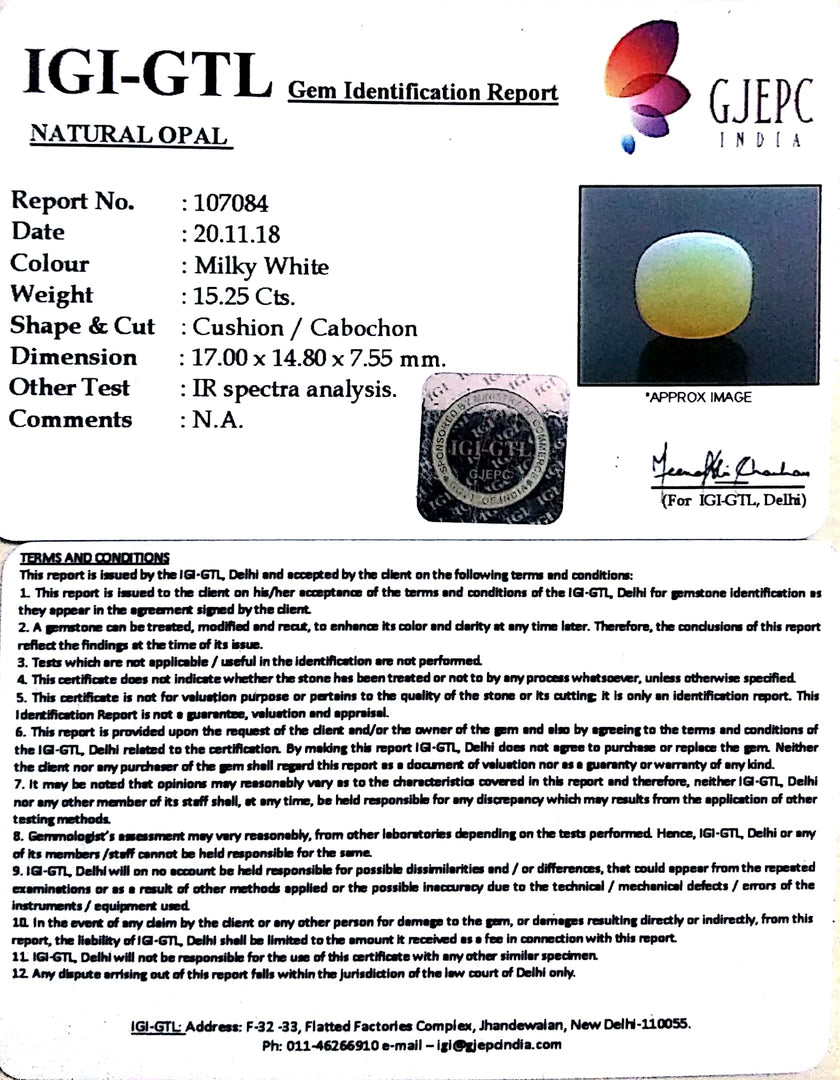 16.94 Ratti Natural fire Opal with Govt. Lab Certificate-(610)