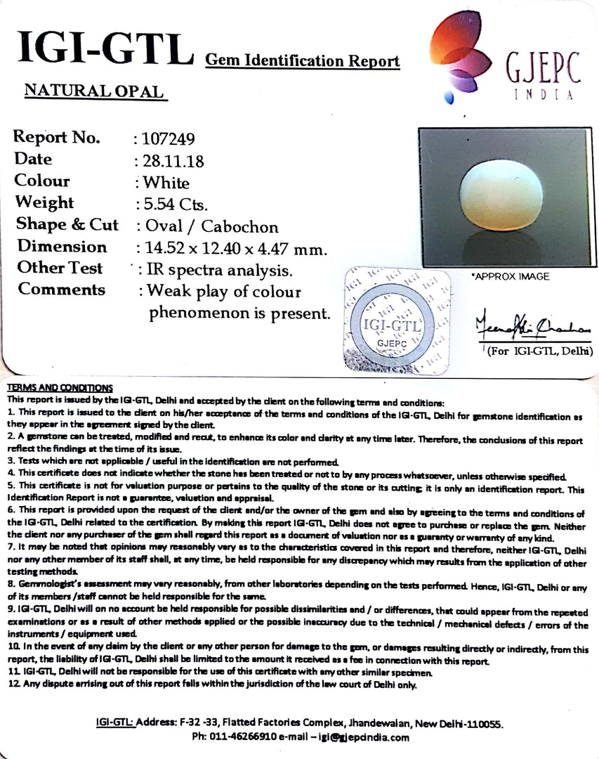 6.16 Ratti Natural fire Opal with Govt. Lab Certificate-(1221)