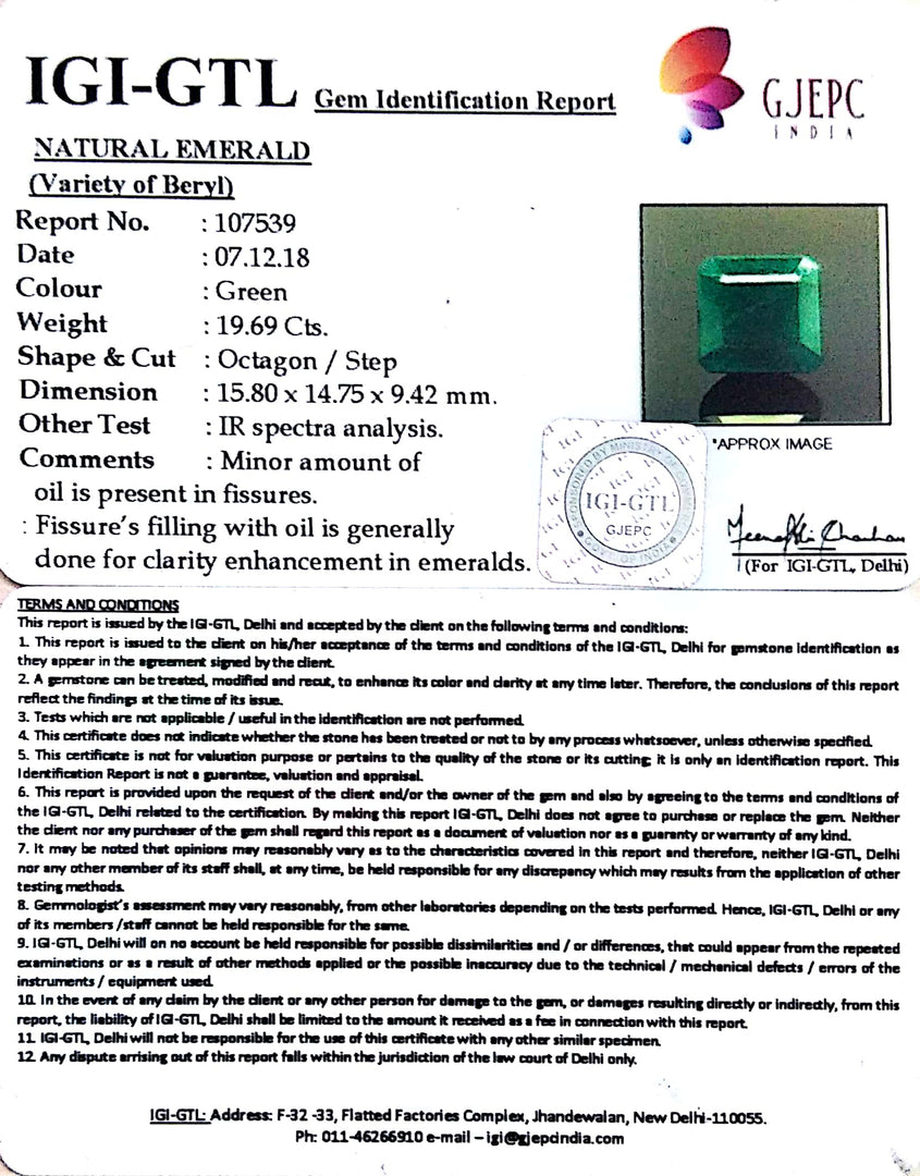 21.88 Ratti Natural Panna Stone With Govt. Lab Certificate  (6771)