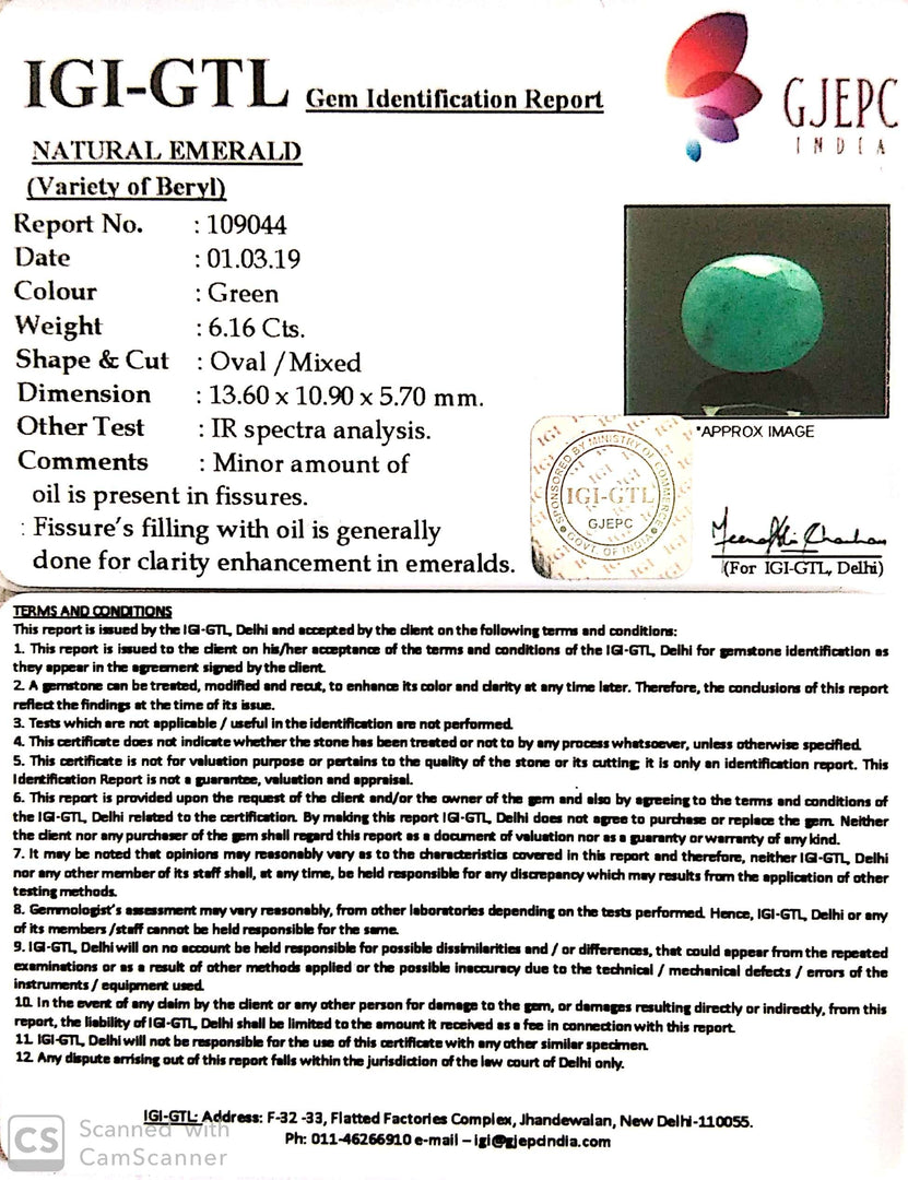 9.72 Ratti Natural Panna Stone With Govt. Lab Certificate  (3441)