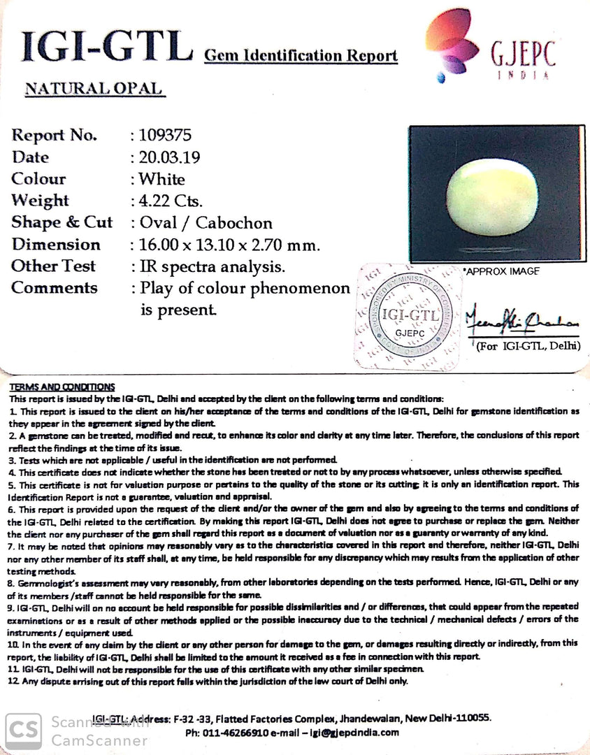 4.69 Ratti Natural Opal with Govt. Lab Certificate-(610)