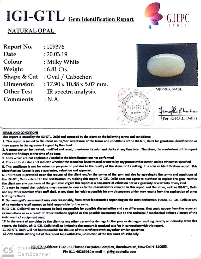 7.57 Ratti Natural Opal with Govt. Lab Certificate-(610)