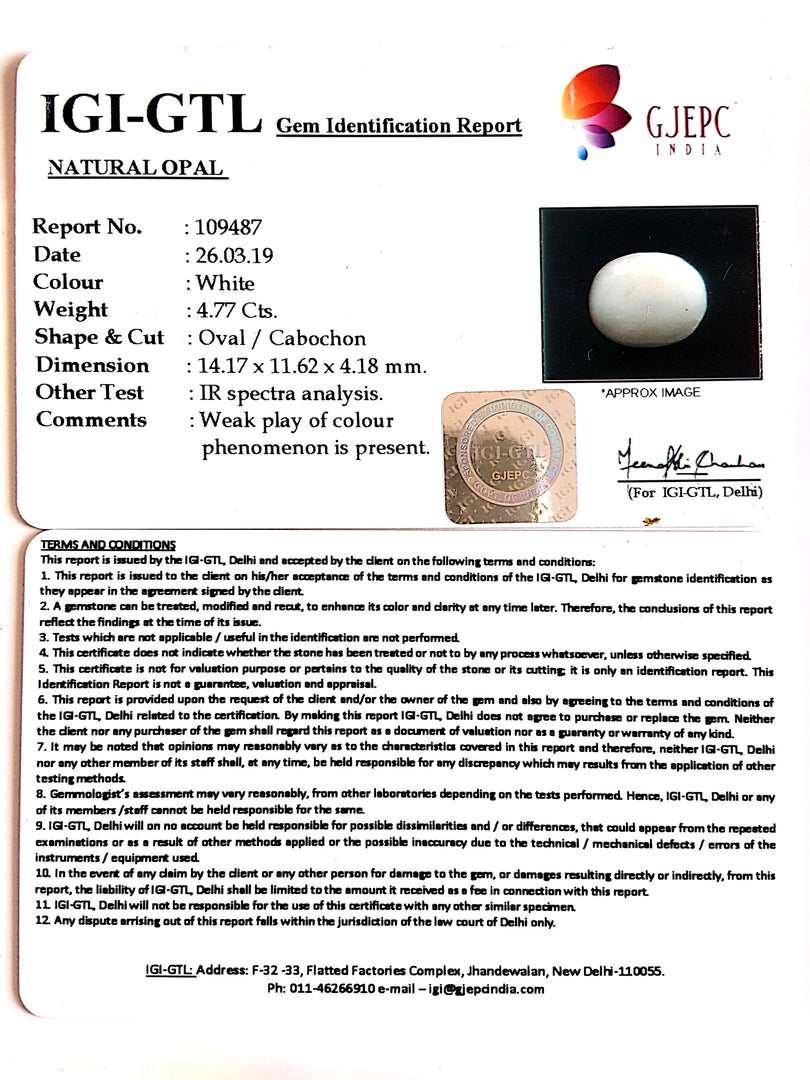 5.30 Ratti  Natural fire Opal with Govt. Lab Certificate-(1221)