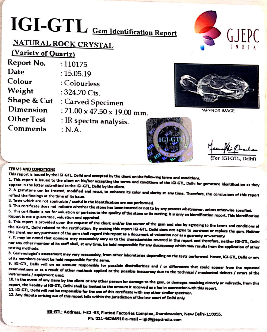 Natural Rock Crystal With Govt. Lab Certificate-60