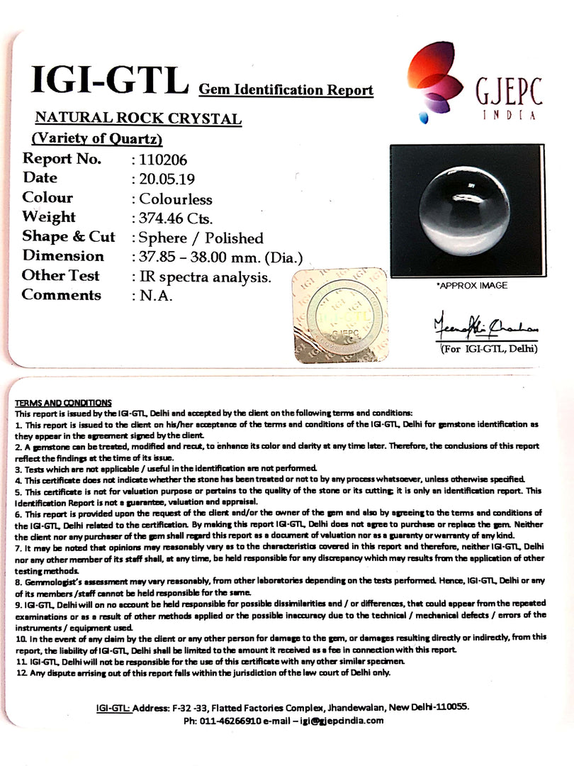 Natural Rock Crystal With Govt. Lab Certificate-60