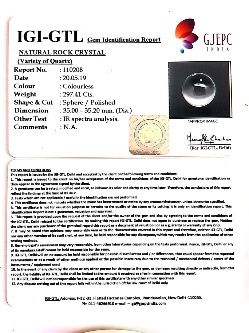 Natural Rock Crystal With Govt. Lab Certificate-60