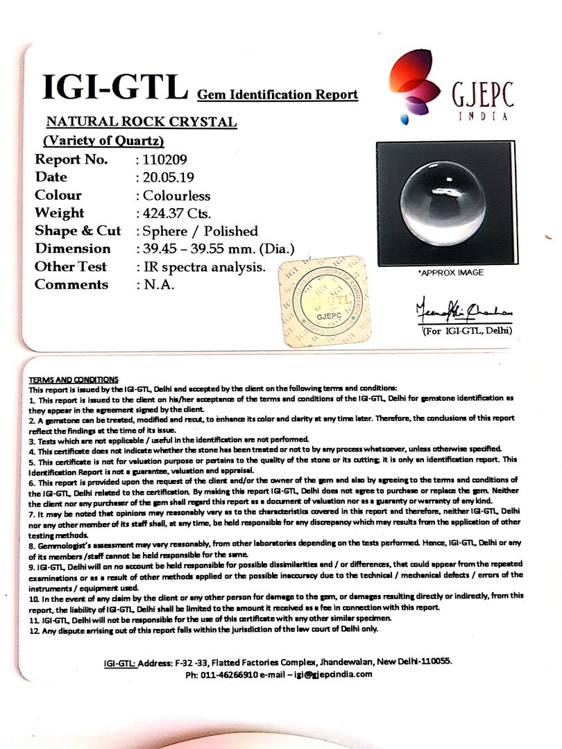 Natural Rock Crystal With Govt. Lab Certificate-60