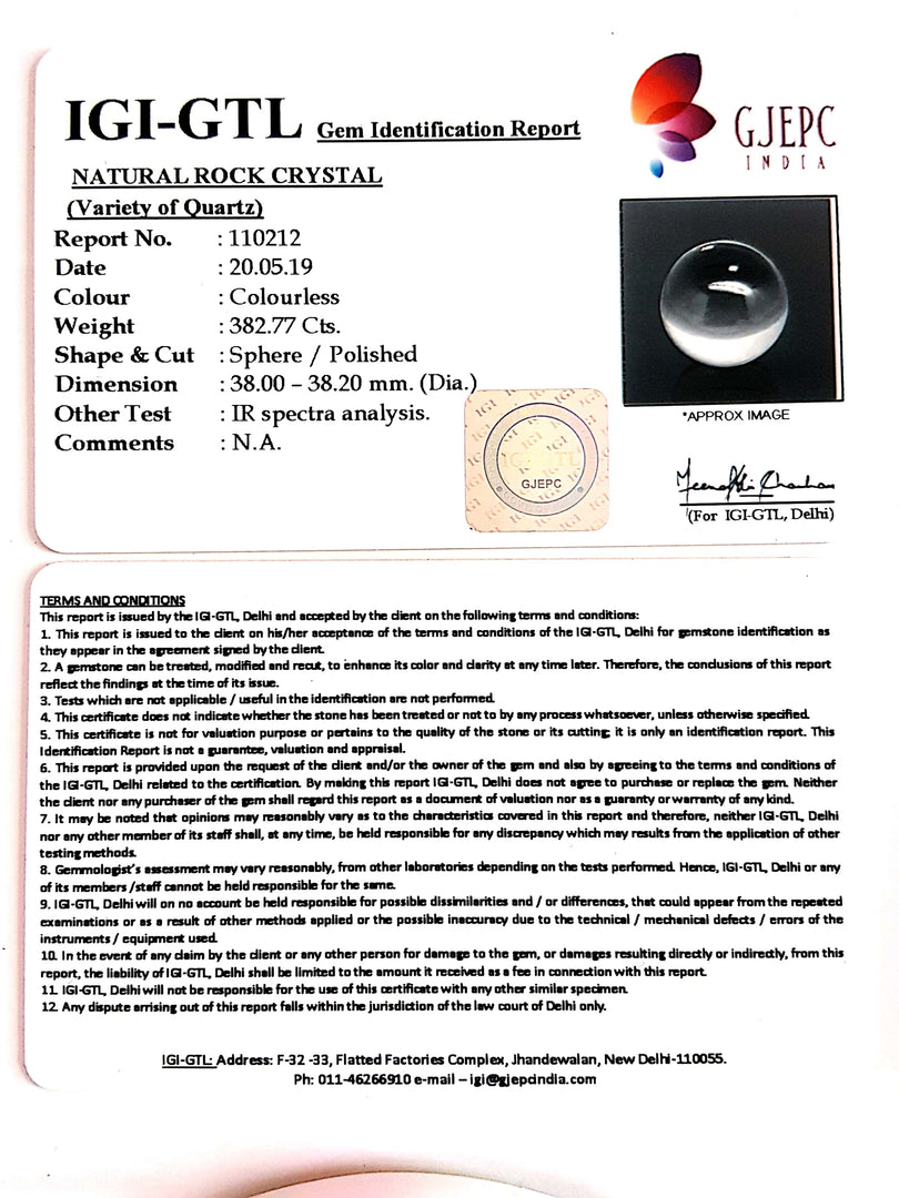 Natural Rock Crystal With Govt. Lab Certificate-60