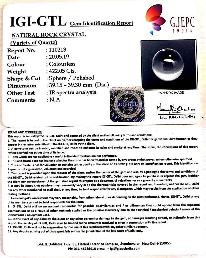 Natural Rock Crystal With Govt. Lab Certificate-60