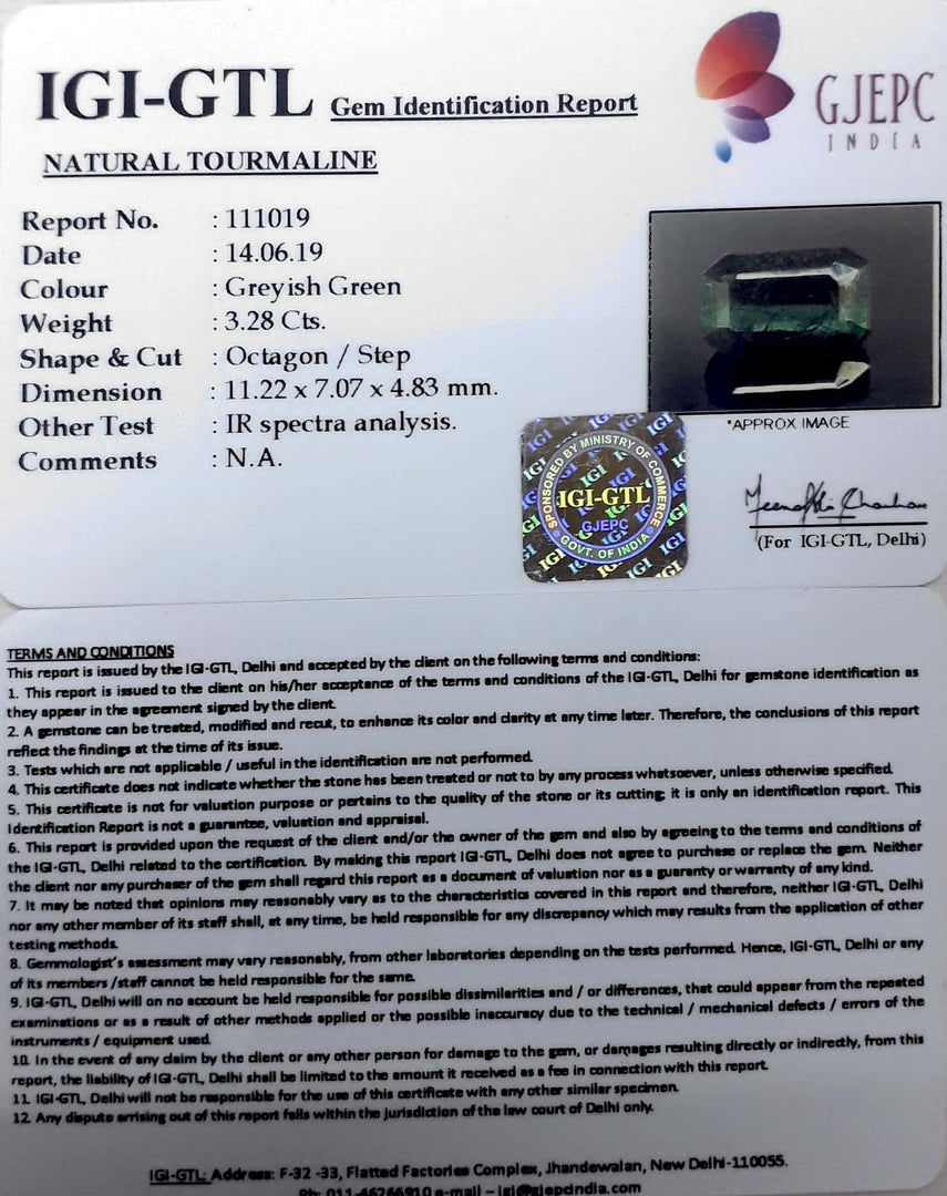 3.64 Ratti Natural Tourmaline With Govt. Lab Certificate-(4551)