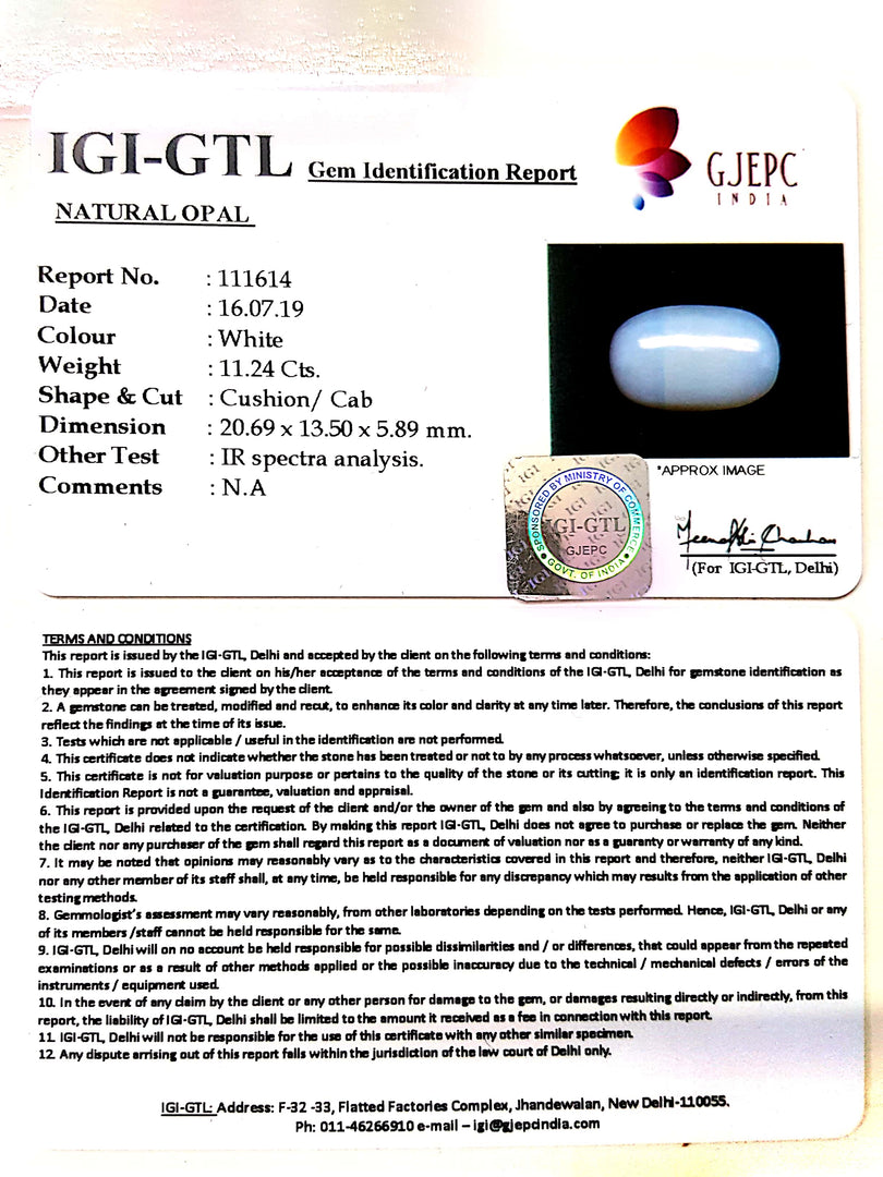 12.49 Ratti Natural Opal with Govt. Lab Certificate-(610)