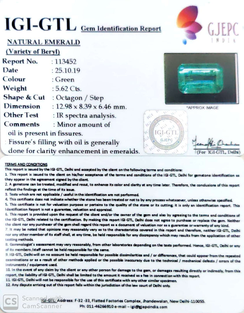 6.24 Ratti Natural Panna Stone with Govt. Lab Certificate (56610)