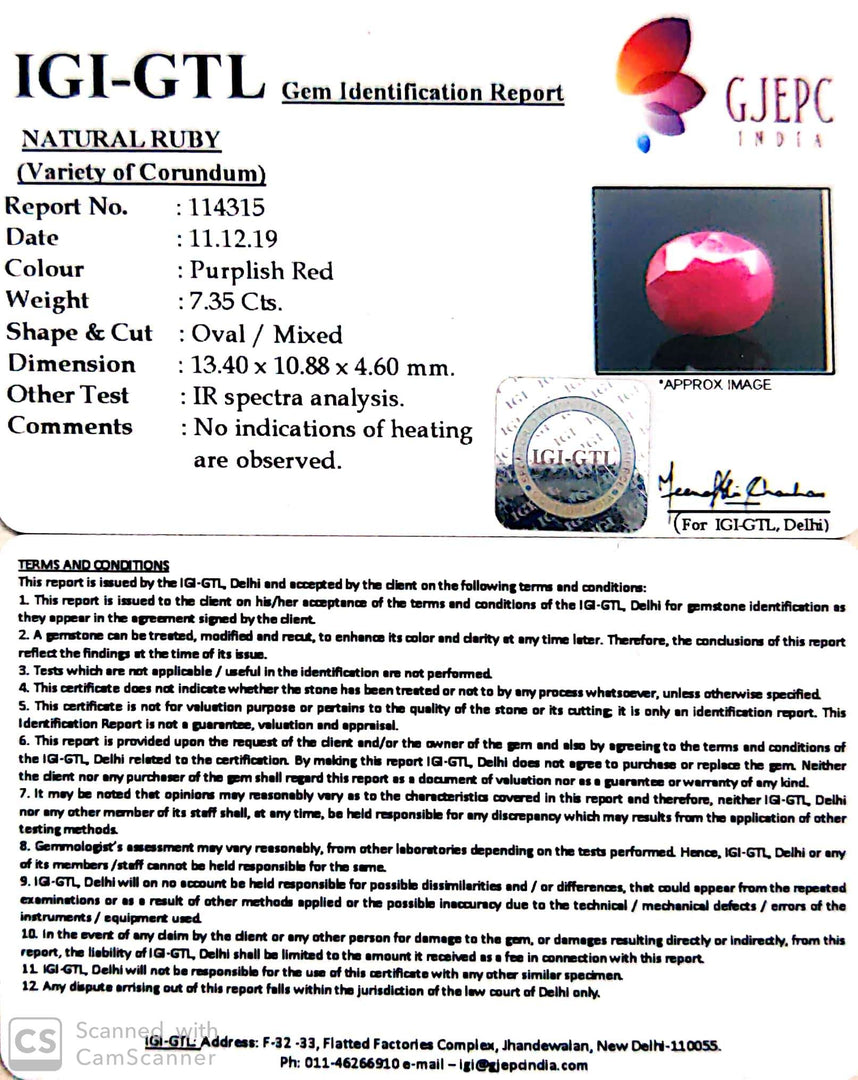 8.17 Ratti Natural Indian Ruby with Govt. Lab Certificate-(1221)