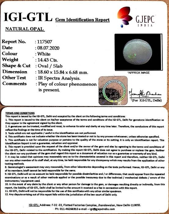 14.43/CT Natural Fire Opal with Govt. Lab Certificate-4551