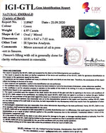 Load image into Gallery viewer, 4.97/CT Natural emerald with Govt Lab Certificate-(6771)
