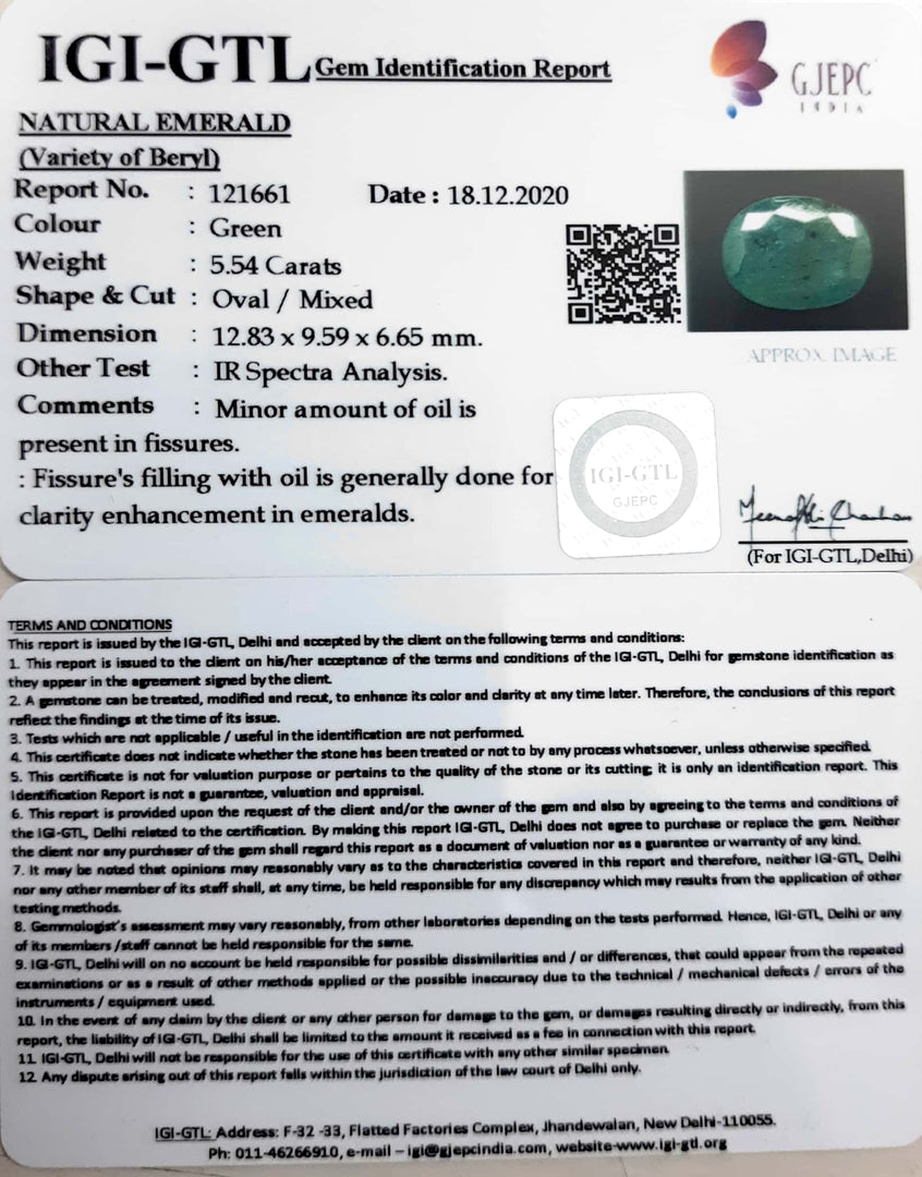 6.14 Ratti Natural emerald with Govt Lab Certificate-(3441)