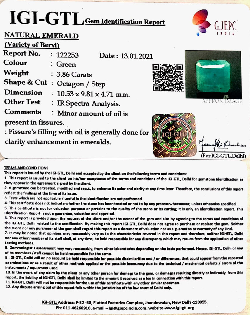 4.28 Ratti Natural emerald with Govt Lab Certificate-(1221)