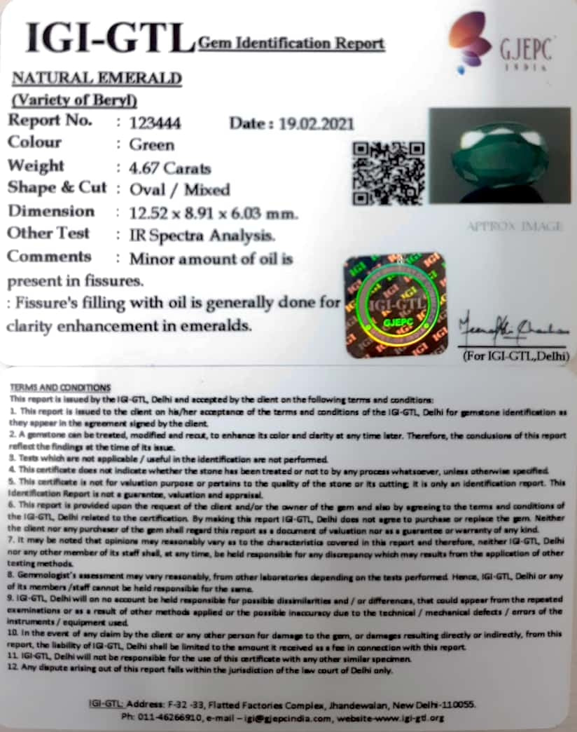 5.18 Ratti Natural emerald with Govt Lab Certificate-(3441)