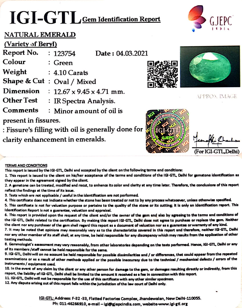 4.55 Ratti Natural emerald with Govt Lab Certificate-(3441)