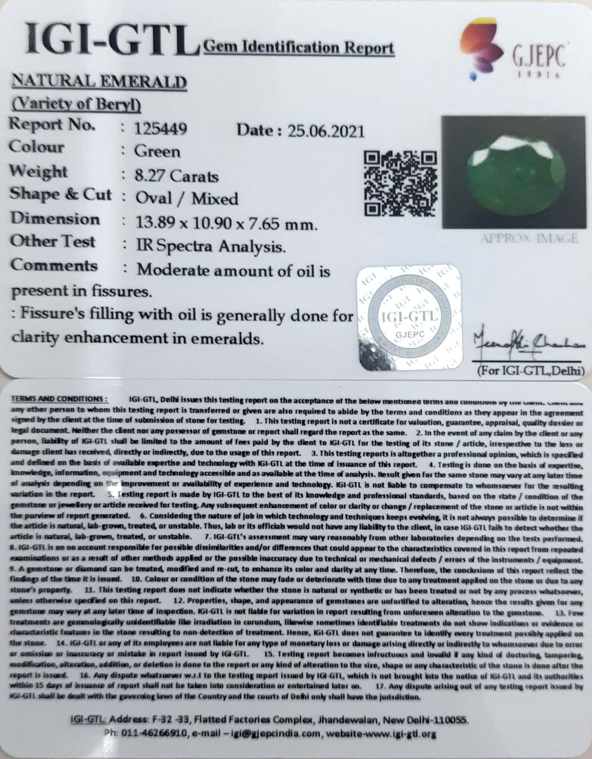 9.17 Ratti Natural emerald with Govt Lab Certificate-(3441)