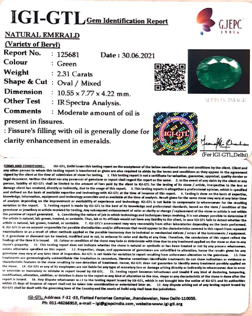 2.56 Ratti Natural emerald with Govt Lab Certificate-(3441)