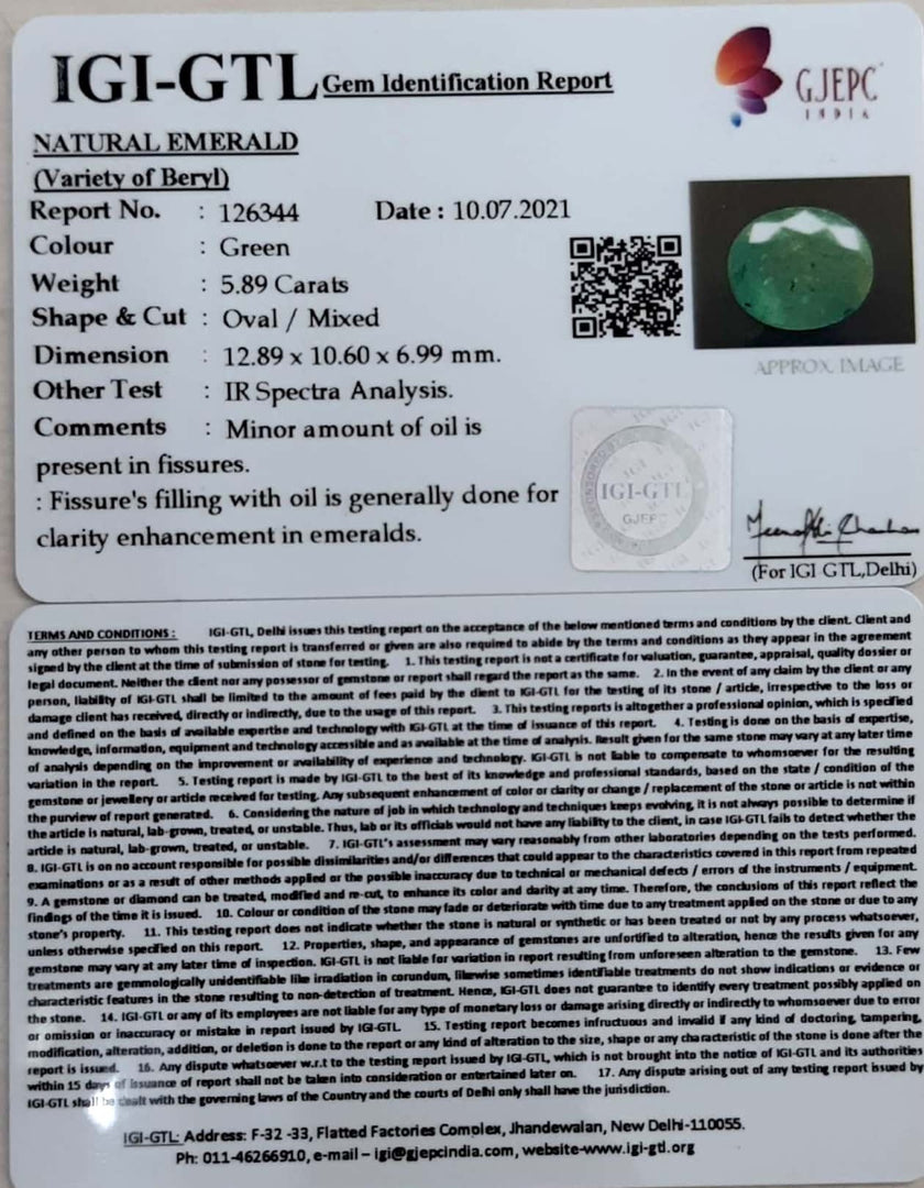 6.53 Ratti Natural Panna Stone with Govt. Lab Certified-(3441)