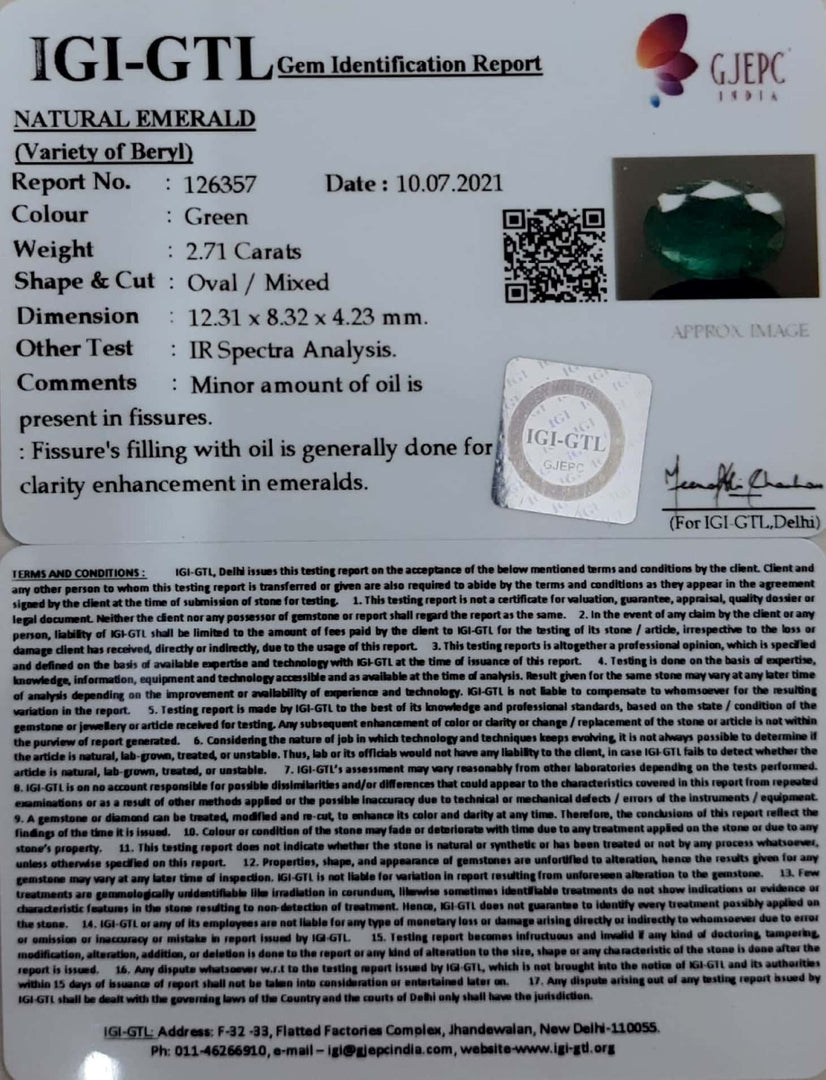 3.00 Ratti Natural Panna Stone with Govt. Lab Certified-(23310)