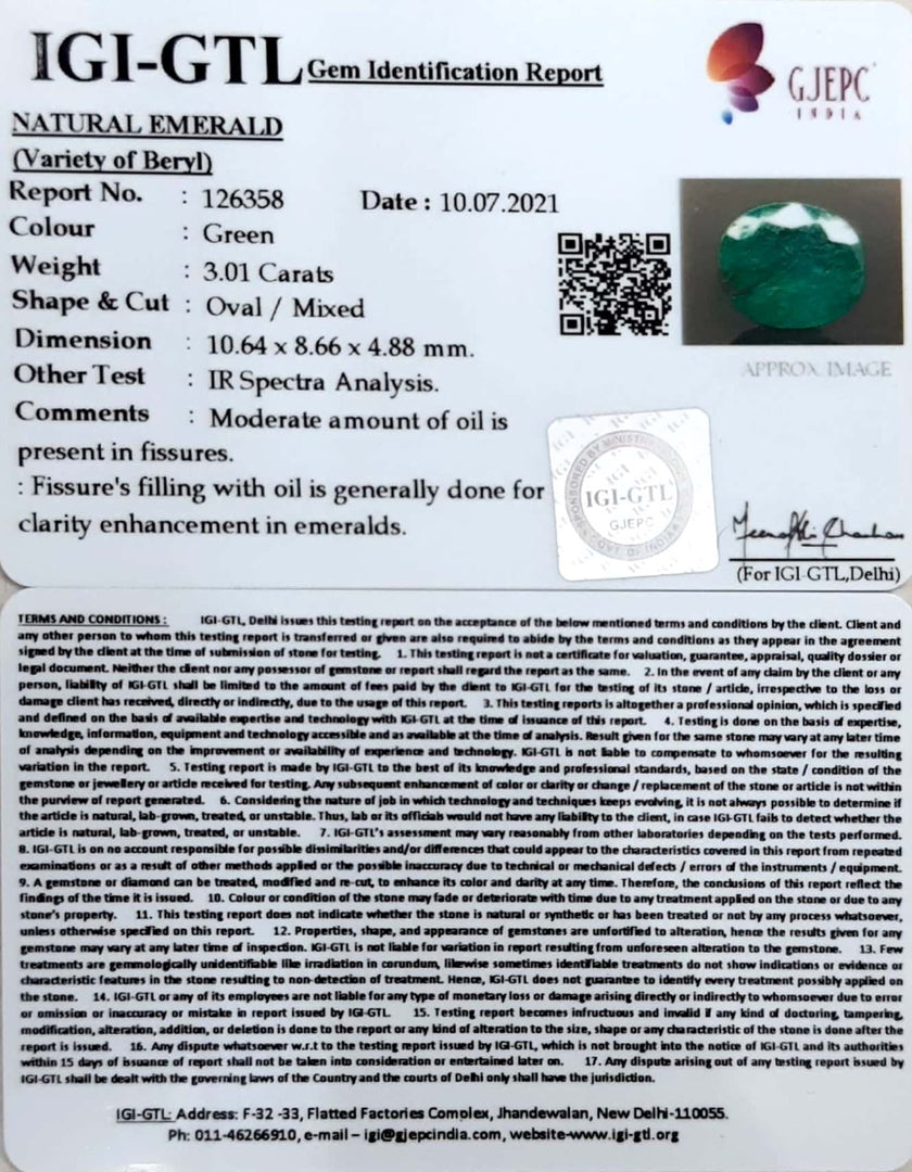 3.34 Ratti Natural Panna Stone with Govt. Lab Certified-(34410)