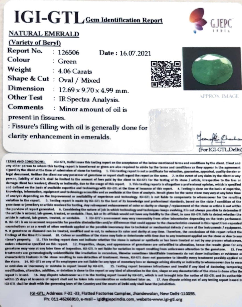 4.50 Ratti Natural Panna Stone with Govt. Lab Certified-(1221)