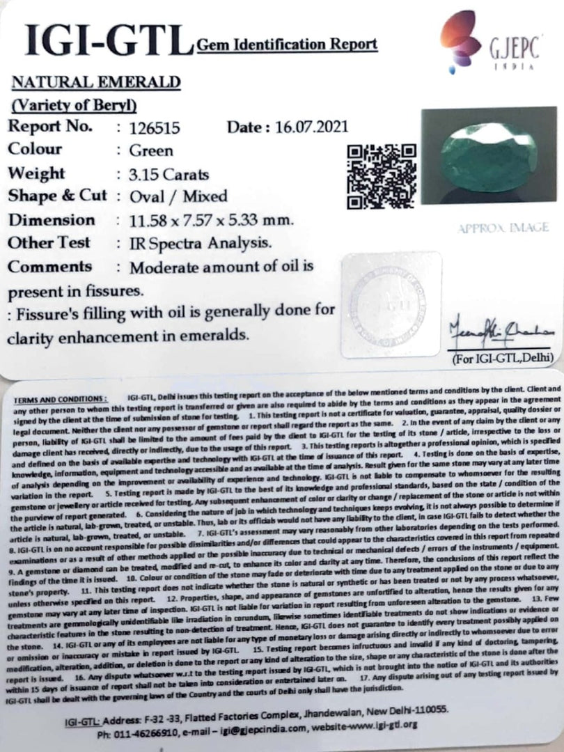 3.49 Ratti Natural Panna Stone with Govt. Lab Certified-(6771)