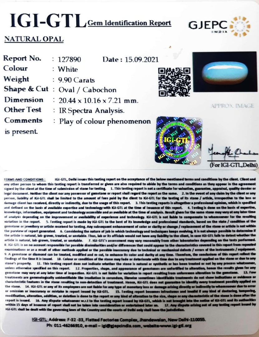 10.98 Ratti Natural fire Opal with Govt. Lab Certificate-(4551)