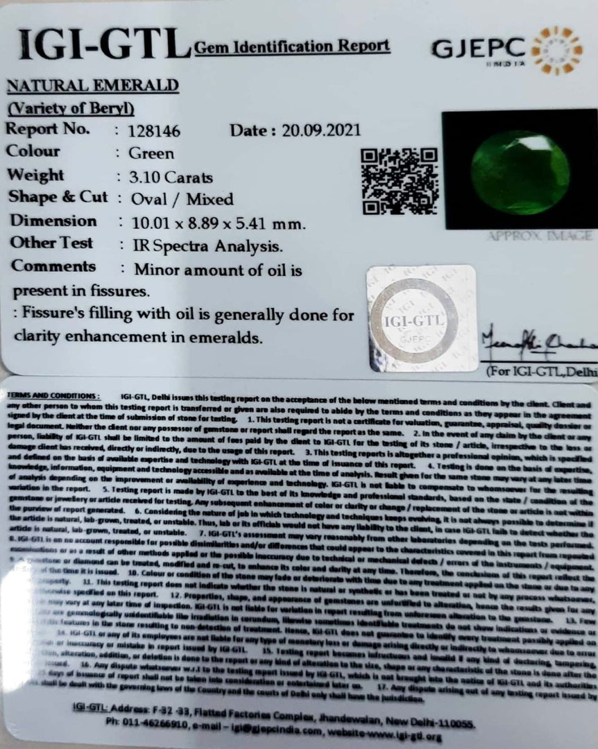 3.10/CT Natural Panna Stone with Govt. Lab Certified-(2331)