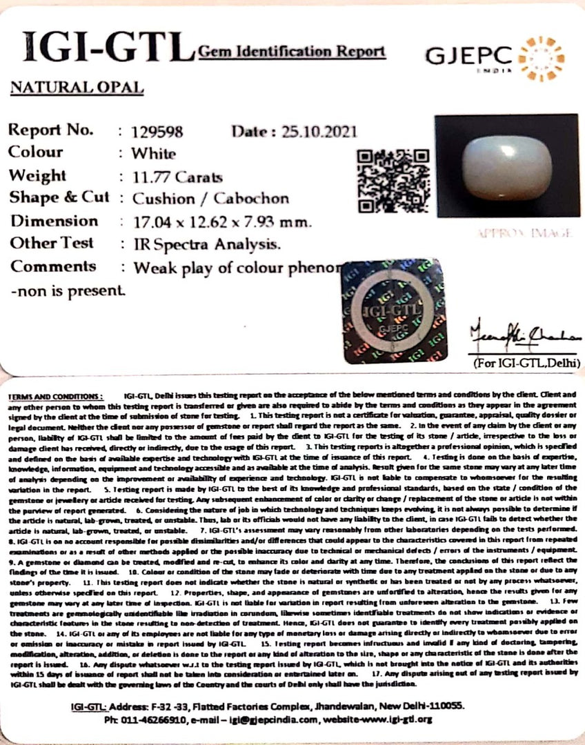 11.77/CT Natural Opal with Govt. Lab Certificate-4551