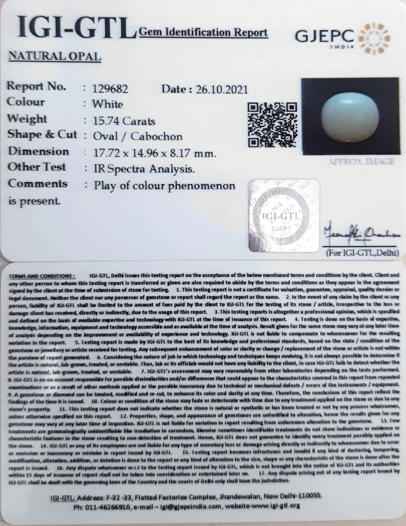 15.74/CT Natural Fire Opal with Govt. Lab Certificate-4551