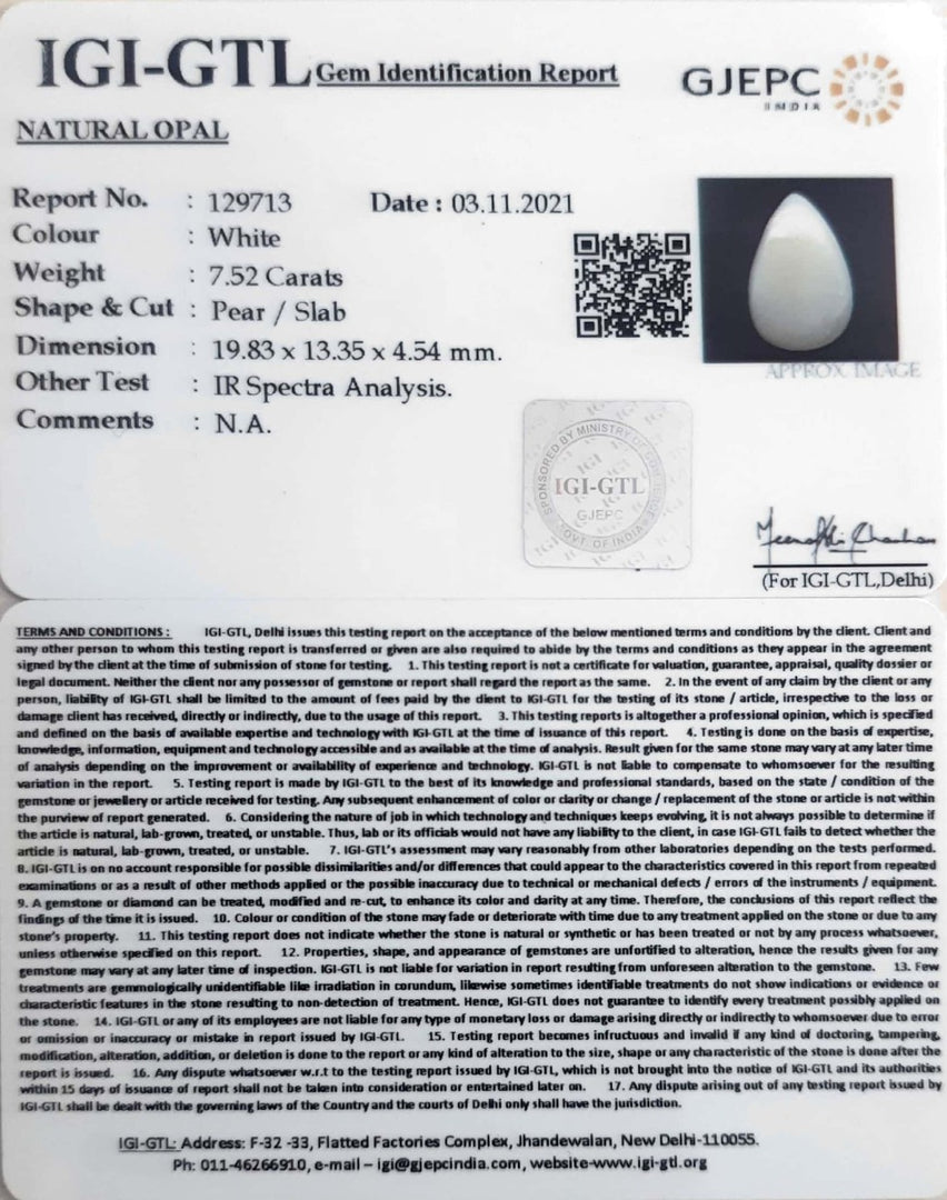 8.34 Ratti Natural Opal with Govt. Lab Certificate (832)