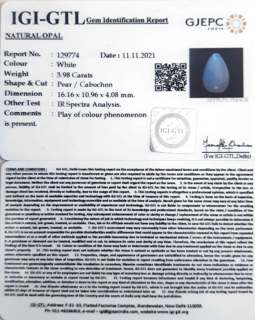 4.41 Ratti Natural Opal with Govt. Lab Certificate (1665)