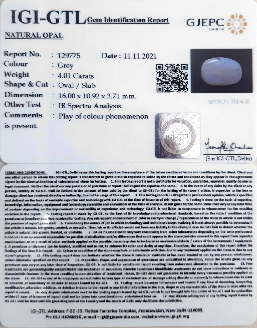 4.45 Ratti Natural Opal with Govt. Lab Certificate-(2331)