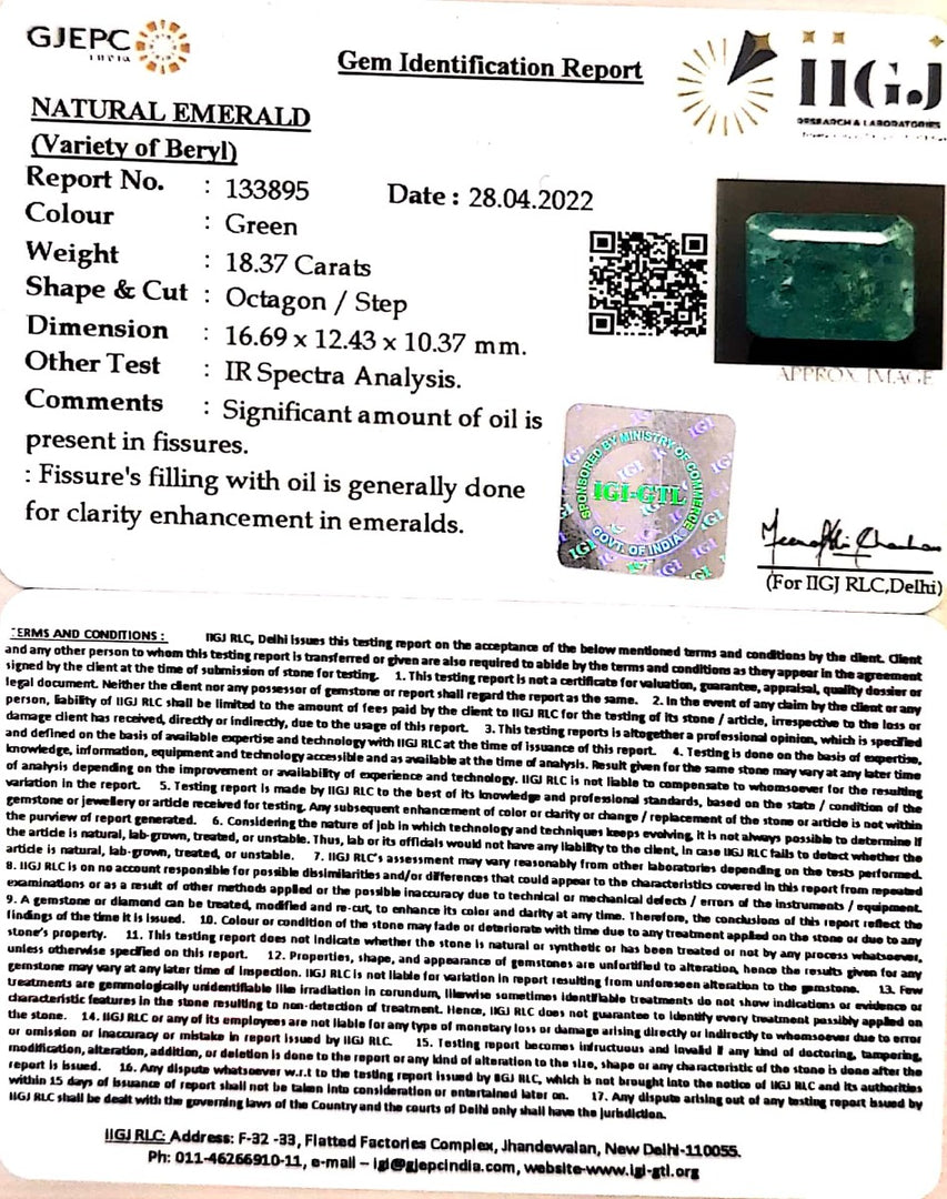 20.39 Ratti Natural Panna Stone with Govt. Lab Certified (3441)