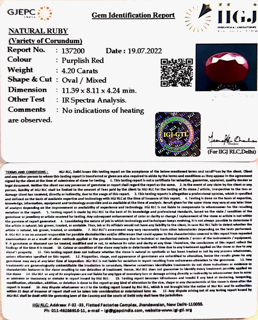 4.20/CT Natural Neo Burma Ruby with Govt. Lab Certificate-5661