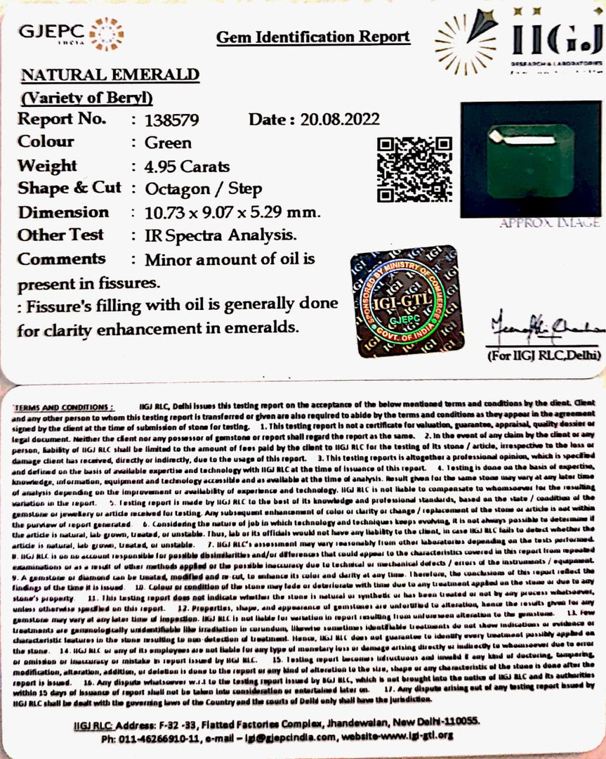 4.95/CT Natural Panna Stone with Govt. Lab Certified-(2331)