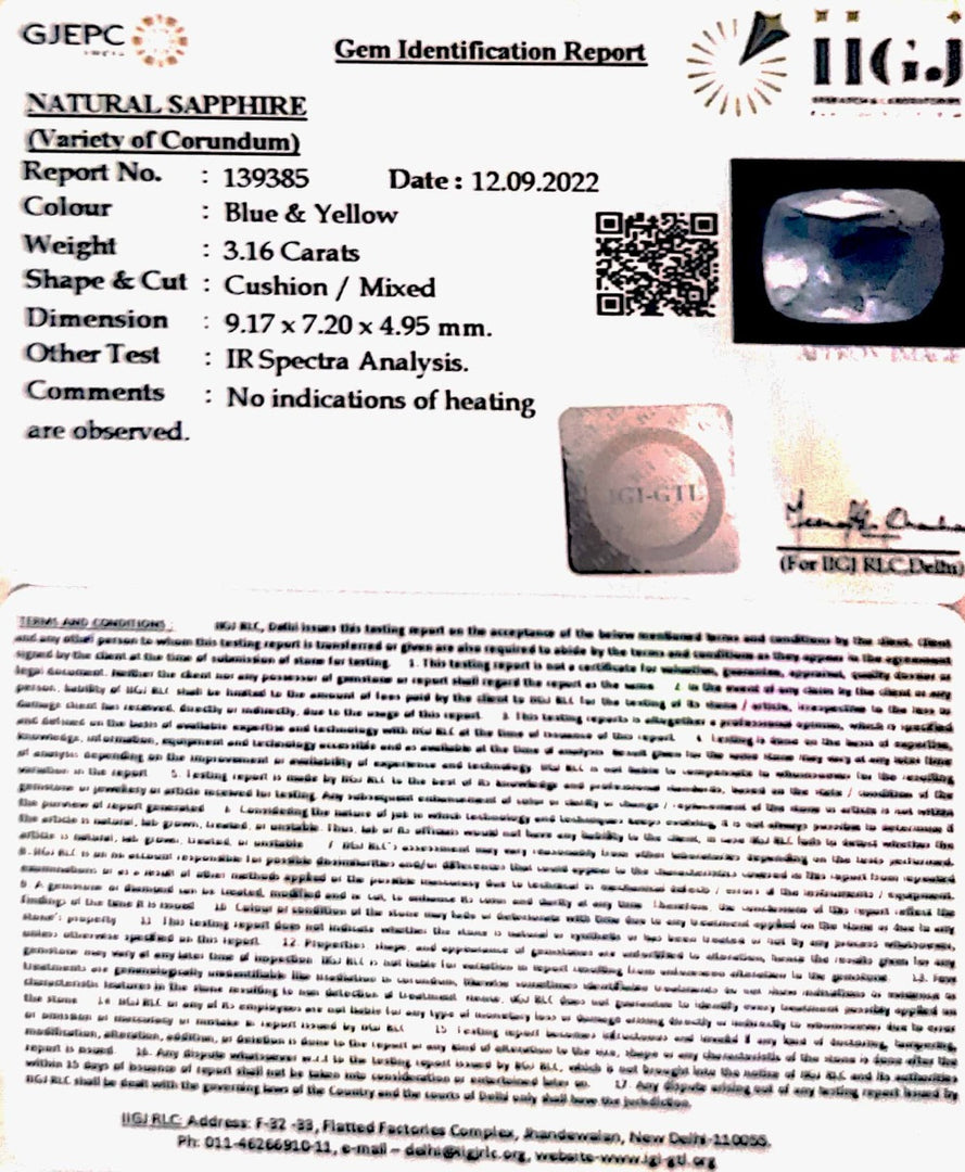 3.16 Carat Natural Pitambari Stone with Govt Lab Certificate-12210