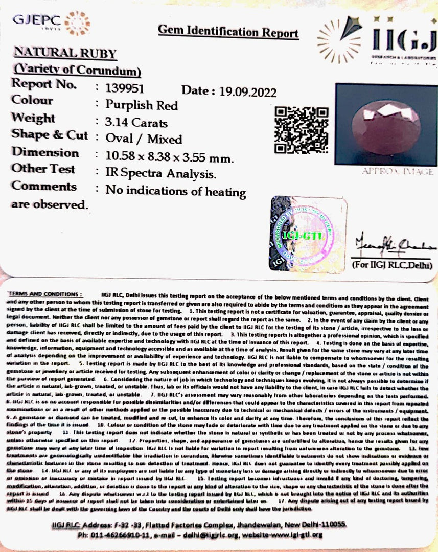 3.14/CT Natural Neo Burma Ruby with Govt. Lab Certificate-2331