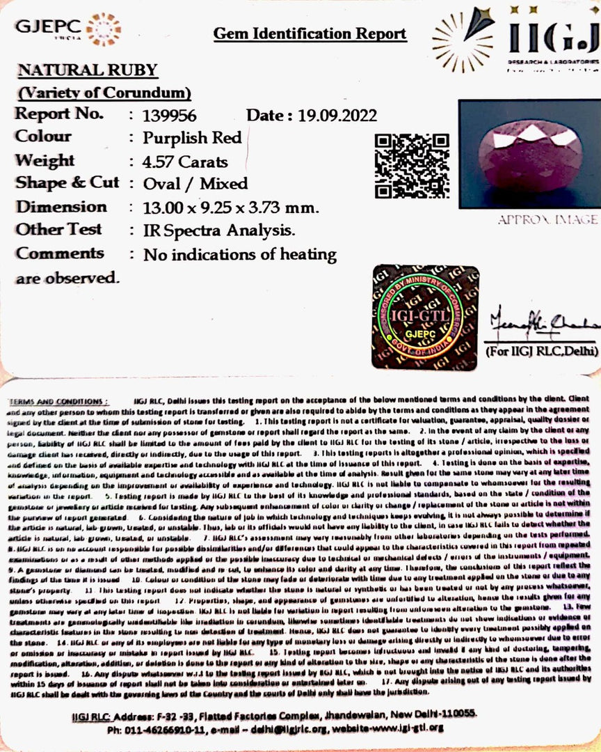 4.57/CT Natural Neo Burma Ruby with Govt. Lab Certificate-3441