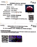 Load image into Gallery viewer, 6.52/CT Natural Indian Ruby with Govt. Lab Certificate (1221)
