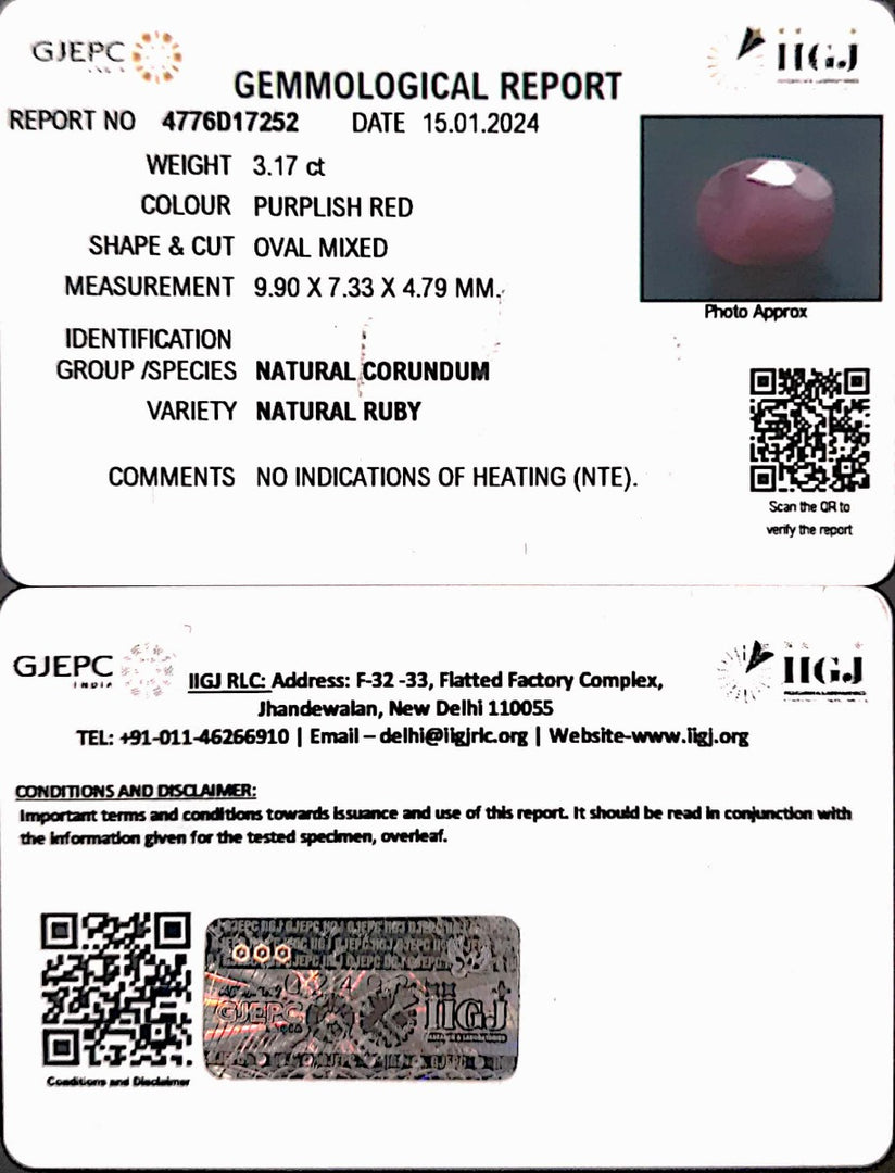 3.17/CT Natural new Burma Ruby with Govt. Lab Certificate (2331)