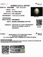 Load image into Gallery viewer, 4.56/CT Natural Chrysoberyl Cat&#39;s Eye with Govt. Lab Certificate (6771)
