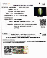 Load image into Gallery viewer, 3.14/CT Natural Chrysoberyl Cat&#39;s Eye with Govt. Lab Certificate (6771)
