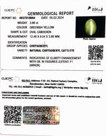 Load image into Gallery viewer, 3.86/CT Natural Chrysoberyl Cat&#39;s Eye with Govt. Lab Certificate (8991)
